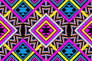 Etnik desensiz, dikişsiz geometrik, Aztek işlemeli, dikişsiz sınır desenleri. Etnik desensiz, kalıplı duvar kağıdı arka planı, kumaş, perde, halı, geometrisiz desen.