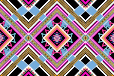 Etnik desensiz, dikişsiz geometrik, Aztek işlemeli, dikişsiz sınır desenleri. Etnik desensiz, kalıplı duvar kağıdı arka planı, kumaş, perde, halı, geometrisiz desen.
