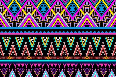 Etnik desensiz, dikişsiz geometrik, Aztek işlemeli, dikişsiz sınır desenleri. Etnik desensiz, kalıplı duvar kağıdı arka planı, kumaş, perde, halı, geometrisiz desen.