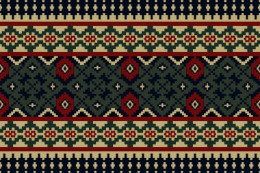 Etnik desensiz, dikişsiz geometrik, Aztek işlemeli, dikişsiz sınır desenleri. Etnik desensiz, kalıplı duvar kağıdı arka planı, kumaş, perde, halı, geometrisiz desen.