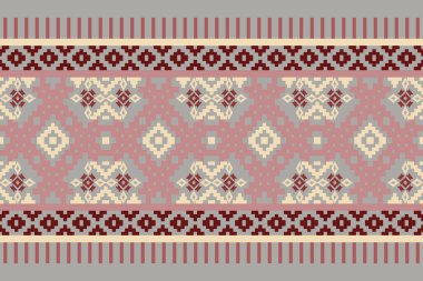 Etnik desensiz, geometrik tasarım, Aztek nakışlı sınır işlemesiz desenler. Etnik tasarım, desenli duvar kâğıdı Arka planı, kumaş, perde, halı, geometri dikişsiz desen.