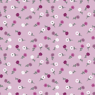 Çiçeksiz desen, çiçek dalları pürüzsüz desen, vektör, illüstrasyon, çiçek desenli desen renkli küçük çiçeklerle kusursuz çiçek deseni. Basit düz parlak çiçek arkaplanı