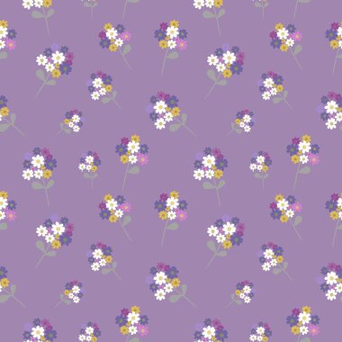 Çiçeksiz desen, çiçek dalları pürüzsüz desen, vektör, illüstrasyon, çiçek desenli desen renkli küçük çiçeklerle kusursuz çiçek deseni. Basit düz parlak çiçek arkaplanı