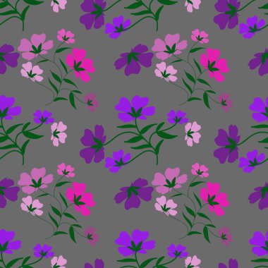 Çiçeksiz desen, çiçek dalları pürüzsüz desen, vektör, illüstrasyon, çiçek desenli desen renkli küçük çiçeklerle kusursuz çiçek deseni. Basit düz parlak çiçek arkaplanı