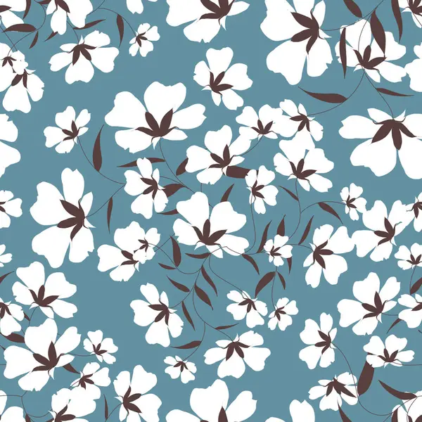 Çiçeksiz desen, çiçek dalları pürüzsüz desen, vektör, illüstrasyon, çiçek desenli desen renkli küçük çiçeklerle kusursuz çiçek deseni. Basit düz parlak çiçek arkaplanı