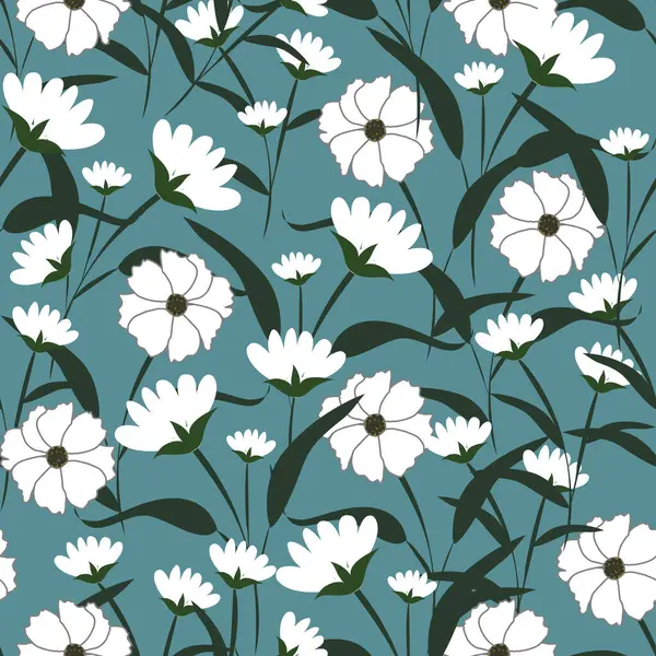 Çiçeksiz desen, çiçek dalları pürüzsüz desen, vektör, illüstrasyon, çiçek desenli desen renkli küçük çiçeklerle kusursuz çiçek deseni. Basit düz parlak çiçek arkaplanı