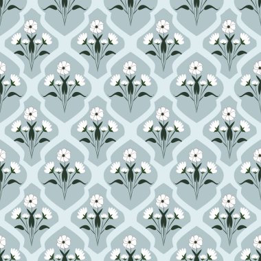 Çiçeksiz desen, çiçek dalları pürüzsüz desen, vektör, illüstrasyon, çiçek desenli desen renkli küçük çiçeklerle kusursuz çiçek deseni. Basit düz parlak çiçek arkaplanı