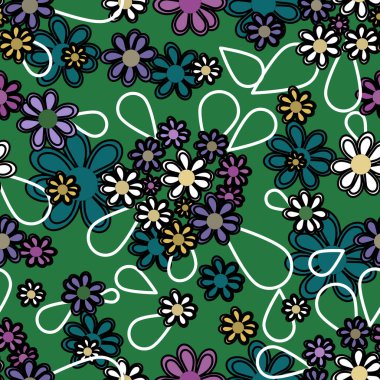  Çiçek desenleri pürüzsüz, çiçek dalları pürüzsüz desen, vektör, illüstrasyon, çiçek desenli desen renkli küçük çiçeklerle kusursuz çiçek deseni. Basit düz parlak çiçek arkaplanı