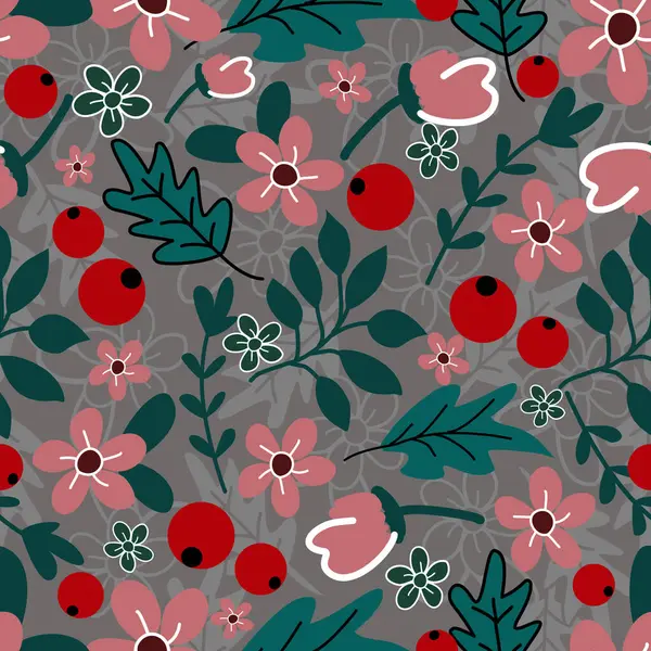 Çiçek desenleri pürüzsüz, çiçek dalları pürüzsüz desen, vektör, illüstrasyon, çiçek desenli desen renkli küçük çiçeklerle kusursuz çiçek deseni. Basit düz parlak çiçek arkaplanı