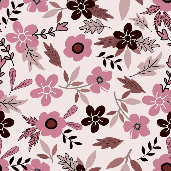 Çiçek desenleri pürüzsüz, çiçek dalları pürüzsüz desen, vektör, illüstrasyon, çiçek desenli desen renkli küçük çiçeklerle kusursuz çiçek deseni. Basit düz parlak çiçek arkaplanı