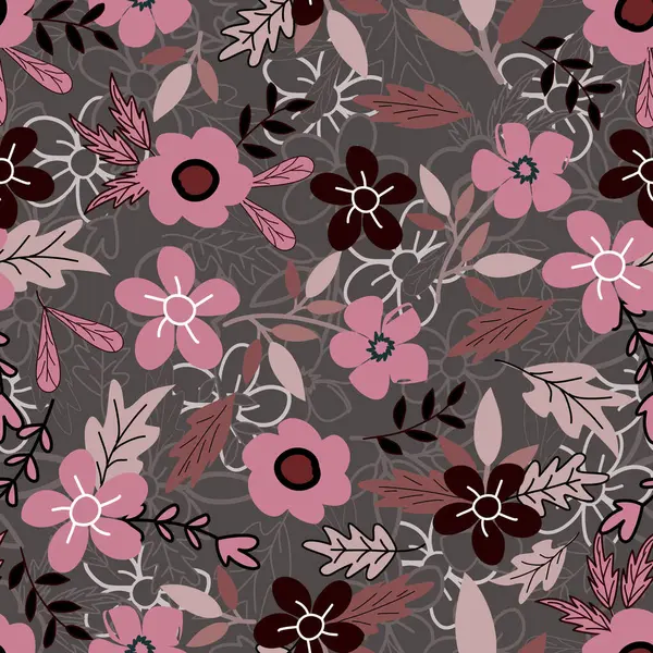 Çiçek desenleri pürüzsüz, çiçek dalları pürüzsüz desen, vektör, illüstrasyon, çiçek desenli desen renkli küçük çiçeklerle kusursuz çiçek deseni. Basit düz parlak çiçek arkaplanı