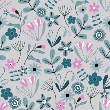  Çiçek desenleri pürüzsüz, çiçek dalları pürüzsüz desen, estetik, çiçek desenli desenli renkli küçük çiçeklerle kusursuz çiçek deseni. Basit düz parlak çiçek arkaplanı