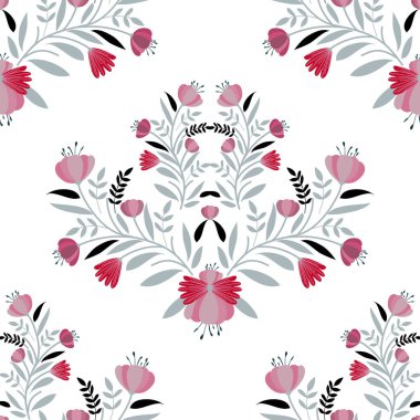  Çiçek desenleri pürüzsüz, çiçek dalları pürüzsüz desen, estetik, çiçek desenli desenli renkli küçük çiçeklerle kusursuz çiçek deseni. Basit düz parlak çiçek arkaplanı