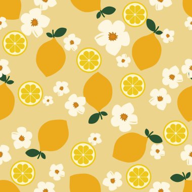 Çiçek desenleri pürüzsüz, limon çiçekleri pürüzsüz desen, estetik, çiçek desenli desenli rengarenk çiçekler. Basit düz parlak çiçek arkaplanı