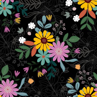 : Estetik, çiçek desenli tasarım, çiçek desenleri pürüzsüz desenler, dikişsiz desenler, renkli küçük çiçeklerle kusursuz çiçek desenleri. Basit düz parlak çiçek arkaplanı