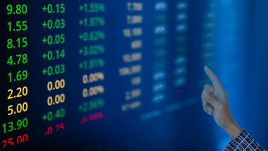 Blur Candlestick Grafik Çizelgesinde Parmak Noktası Veri Kripto Para Birimi, Veri Ticareti Forex Borsa Muhasebe Analizi Dijital Teknoloji İş Finansmanı, 2023 Yeni Yıl için Planlı Yatırım.