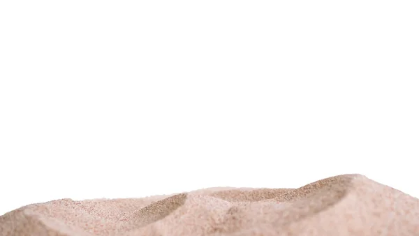 Hromada Písku Izolované Bílém Pozadí Suché Malé Textury Beach Pouště — Stock fotografie