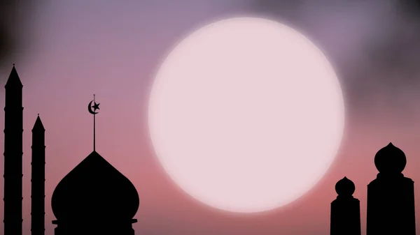 Moscheile Domul Luna Dusk Apus Soare Amurg Cer Fundal Anul — Fotografie, imagine de stoc