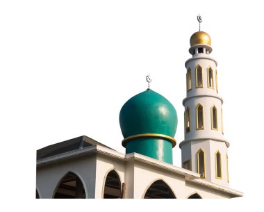 Beyaz arka planda izole edilmiş camiler, İslami Yeni Yıl Muharramı, İslami Din Sembolleri Ramazan ve Arapça, Kurban Bayramı, Mübarek, Kareem Kutsal Müslüman, Mübarek Tanrı Ayı Mawlid.