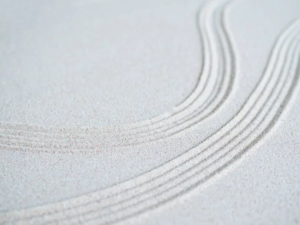 Japanischer Zen Garten Mit Weißem Kiesel Und Texturlinie Auf Sand — Stockfoto