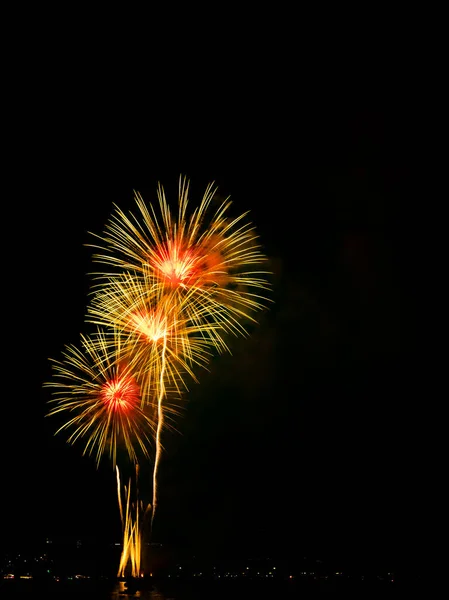 Firework Black Dark Sky Background Celebrate Party Merry Christmas Happy — Stock Photo, Image
