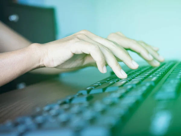 Hacker Keyboard Typing Password Hacking Data Server Computer Online Green — стокове фото