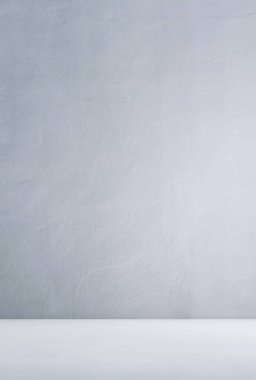 Boş Mutfak Odası Stüdyo Atölyesi Arkaplanı, Yapı Masasındaki Açık Gölge Gri Duvar, Siyah Beyaz Masa Mermer Şablonu Sunum için Eski Beton Döşeme, Çimento Taşı Madde Gri.