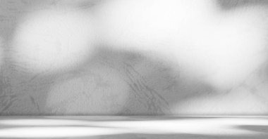 Shadow Overlay Abstract on Table Wall Studio Room Background,Grey Summer color Tropical with Silhouette Plant Leaves on Floor Counter Bar,Empty Design Food Kitchen Shelf Pattern Texture Platform.