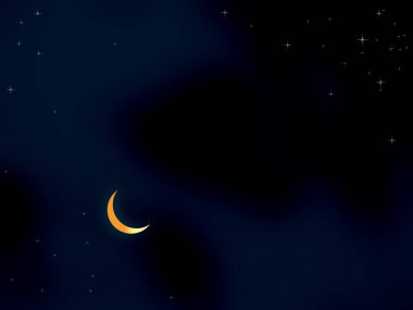 İslam Arkaplan Kavramı, Hilal Ay ve Yıldız ramazan Dini sembollü Bulut Gökyüzü, Arap Müslümanlar için Gündoğumu Alacakaranlık Altın Akşamları Kutsal, Kurban Bayramı, Yeni Yıl Muharram Mübarek.