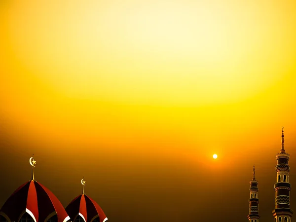 Концепция Исламского Фона Пустой Стол Куполом Мечетей Звезда Полумесяц Рамадан — стоковое фото
