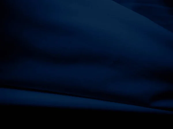生地テクスチャブルークロス背景 パターン素材コットンリネンキャンバス ライトオン抽象的な衣服形状ファッションテキスタイルブラック滑らかな色 ダークネイビーサテンの背景 — ストック写真