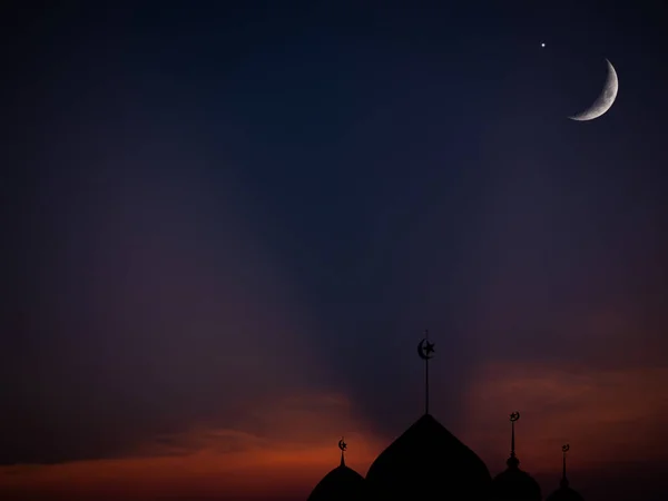 Eid Adha Eid Fifr Adha Mubrak Concept Fundal Arab Luna — Fotografie, imagine de stoc