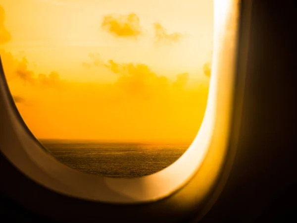 Airplane Window View Flight Sunset Air Plane Travel Trip Summer — Stock Photo, Image