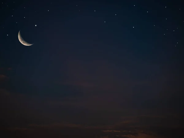Luna Muharram Mubarak Ramadán Concepto Luna Reciente Cielo Oscuro Noche — Foto de Stock