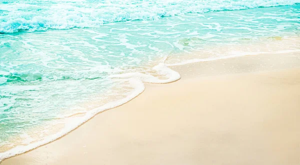 Strand Sand Meer Sommer Hintergrund Weißer Schaum Wellenwasser Mit Blauem — Stockfoto