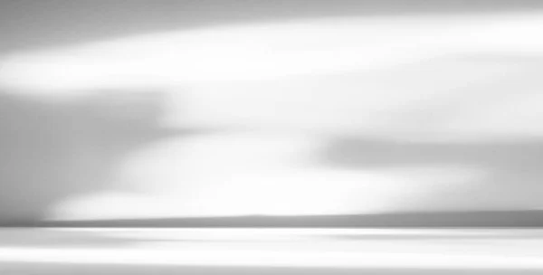 シャドウスタジオルームの背景 ホワイトグレーの壁のテーブル製品 壁の床にライトオーバーレイ葉表彰台ロフトモックアップ背景 要約段階最小空グレーシーン 棚の美しさ表示キッチン — ストック写真