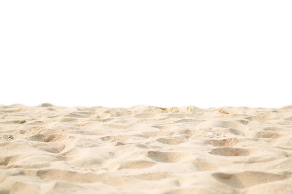 Pouštní Písek Pláž Sucho Izolované Bílém Pozadí Textura Duna Letní — Stock fotografie