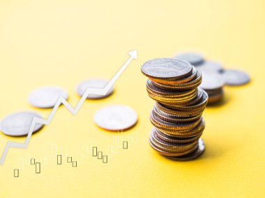 Yığın Para Yığını Bankası Mum Şekeri Büyütme Grafik Çizelgesi, Nakit Chang Değer Finans İş Başarı Ödeme Maliyeti.