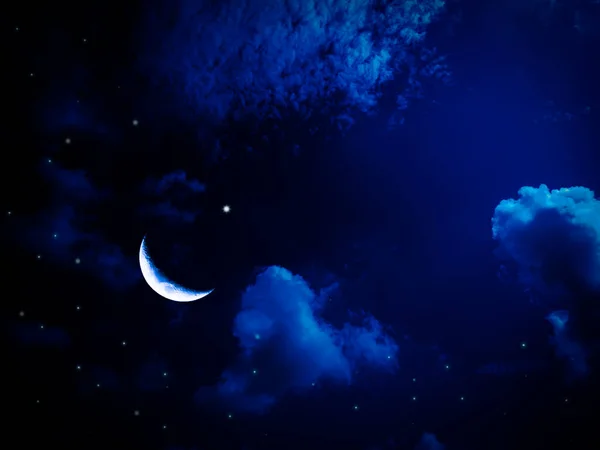 Рамадан Небо Полумесяц Мун Звезда Ислам Закат Фон Дуа Тёмная — стоковое фото