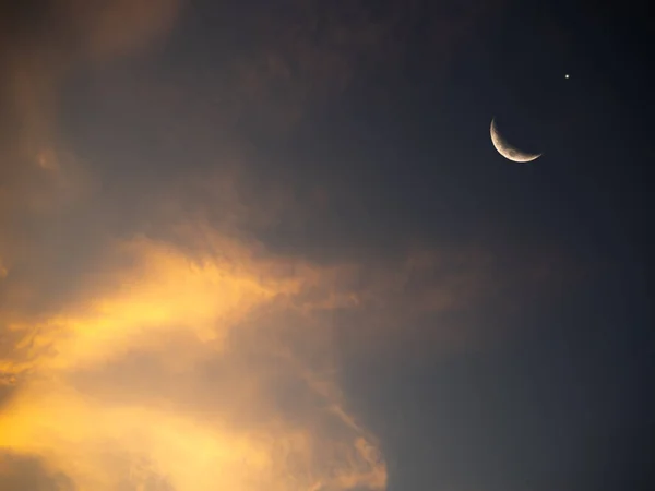 Luna Ramadán Fondo Islámico Cielo Noche Estrella Media Luna Eid — Foto de Stock
