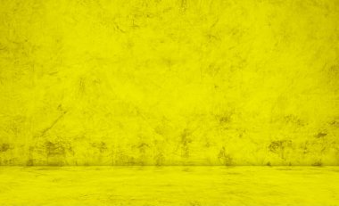 Sarı arka plan Mutfak Odası Stüdyo Ürün Stüdyosu, 3 d Podyum Sahne Altın Kağıt Zemin Katı Beton Çimento Platformu Boş Mobese Gösterim Eğlenceli Tropikal Köşe Minimalist İç mekan.