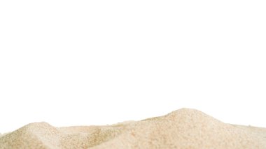 Kum Sahili İzole Beyaz Arkaplan, Yüzey Yığını Çöl Okyanusu Yazı, Altın Doku Küre Stüdyosu Kum Denizi Tropikal Sahne Nesneleri Tarafı Güzel Zemin Görünümü, Tepe Dağları Özeti Küçük.