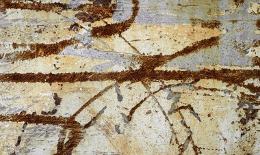 Paslı Demir Metal Paslı Plaka Çelik Tabaka Eski Bakır Tabaka Kahverengi Fırça Fırça Grunge Kırsal Duvarlı Plaka Kirli Doku Efekti Aşınmış Çerçeve Çerçevesi.