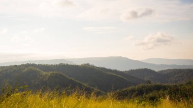 Dağ Yeşil Parkı Sahne Ormanı Mavi Gök Çayırı, Tayland Tepeleri Doğa Manzarası Turizm Seyahati Tatilleri ya da Eko Sistemleri Ortamı.