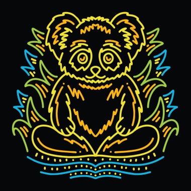 Renkli Monoline Koala Vektör Grafik Tasarım Çizimi Amblemi
