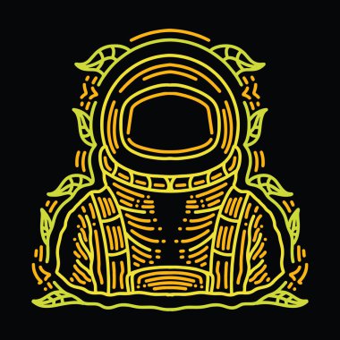 Monoline Astronot Vektörü Grafik Tasarım Simgesi ve Simgesi