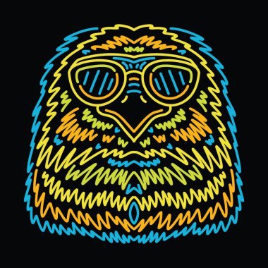 Renkli Monolin Kartal Vektör Grafik Tasarım Çizimi Amblemi