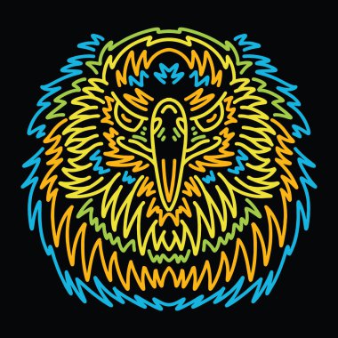 Renkli Monolin Kartal Vektör Grafik Tasarım Çizimi Amblemi