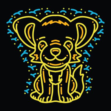 Premium Monoline Renkli Şirin Köpek Vektörü Grafik Tasarım Vintage tasarım Simgesi ve Simge Simgesi