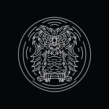 Baykuş monolin logosu Tasarım vektörü grafiği